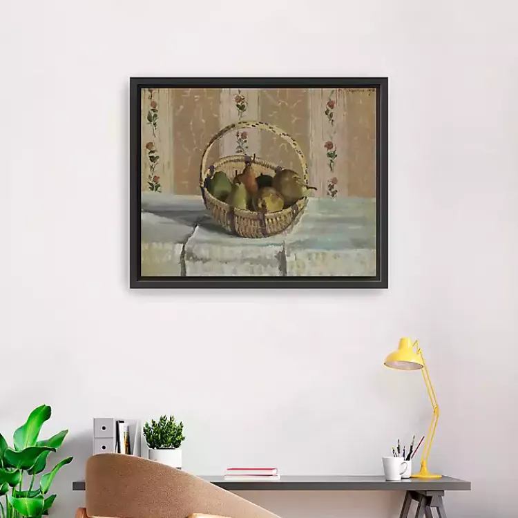 Canvas Art-Kirklands Home Apples and Pears in a Round Basket Framed Print