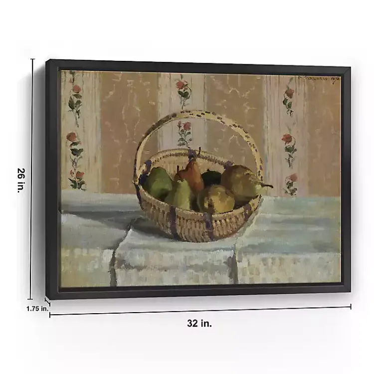 Canvas Art-Kirklands Home Apples and Pears in a Round Basket Framed Print