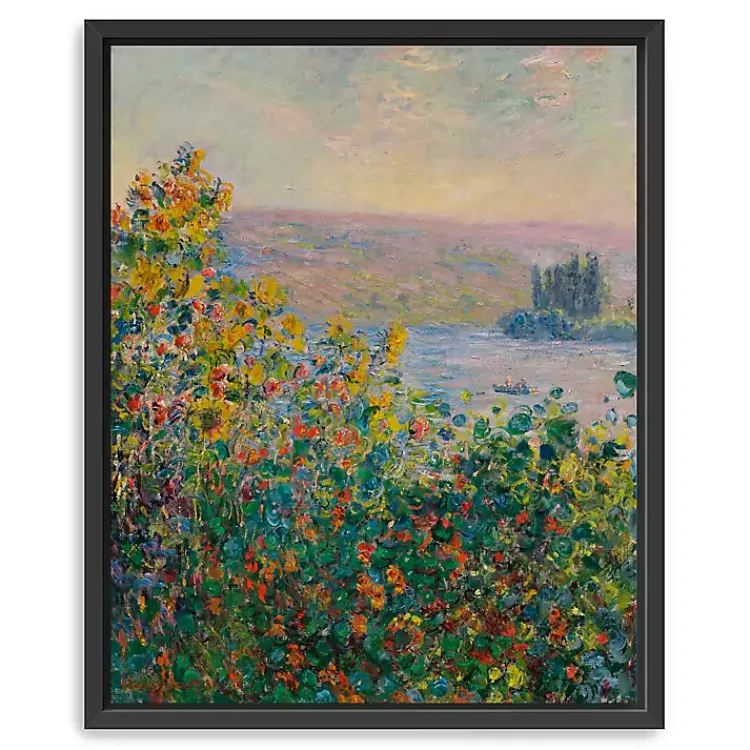 Canvas Art-Kirklands Home Flower Beds at Vetheuil Framed Canvas Art Print Multi