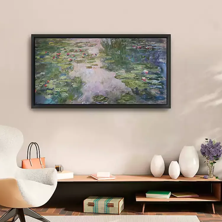 Canvas Art-Kirklands Home Monet Water Lilies Framed Canvas Art Print Green