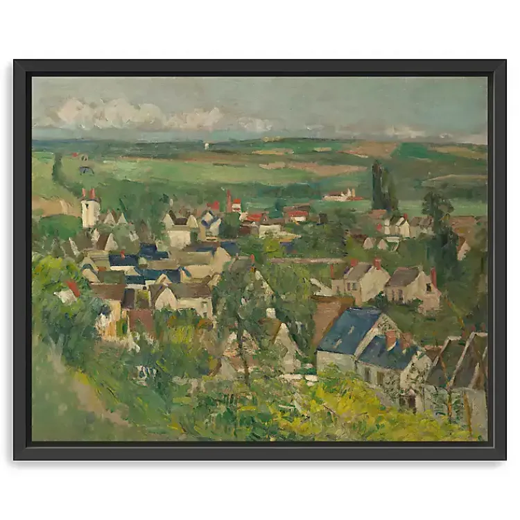 Canvas Art-Kirklands Home Auvers, Panoramic View Framed Canvas Art Print Green