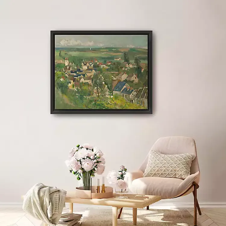 Canvas Art-Kirklands Home Auvers, Panoramic View Framed Canvas Art Print Green