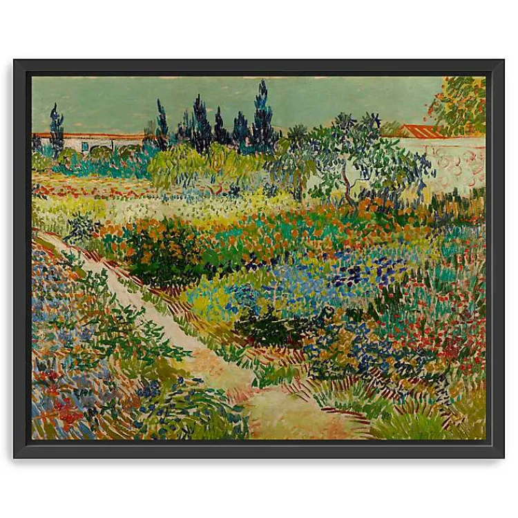 Canvas Art-Kirklands Home Flowering Garden Path Canvas Art Print, 22x18 in. Green