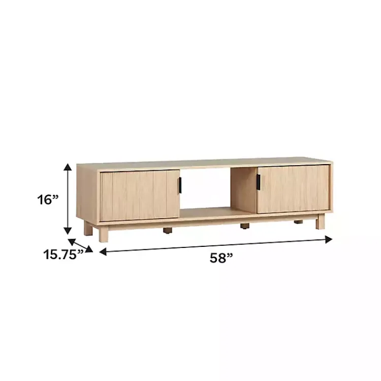 Tv Stands & Media Consoles-Kirklands Home Coastal Oak Fluted 2-Door Compact TV Sd Tan