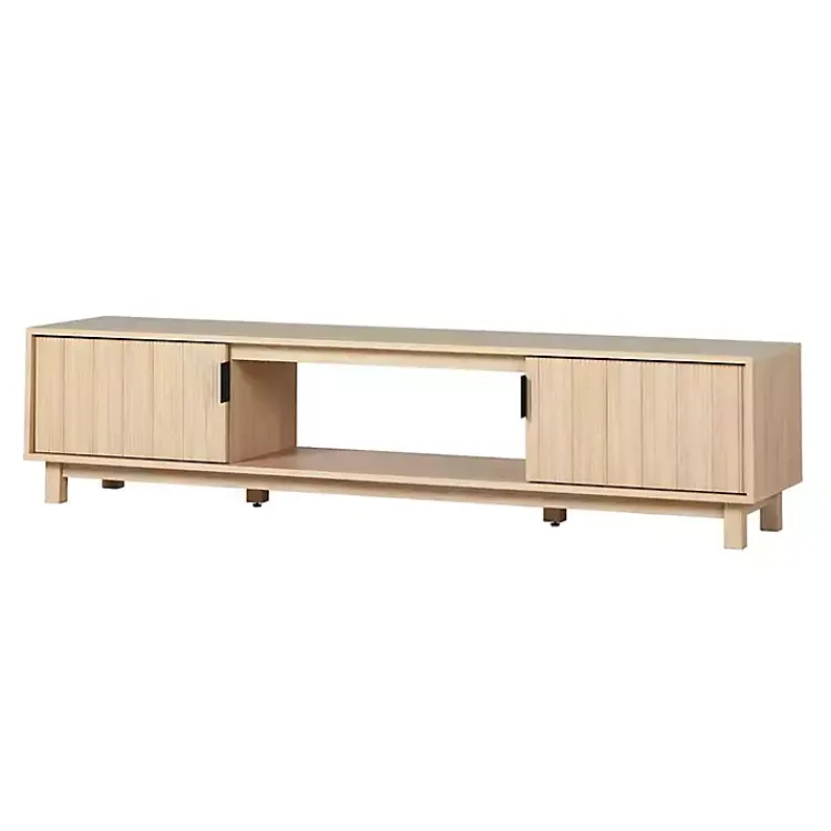 Tv Stands & Media Consoles-Kirklands Home Coastal Oak Fluted 2-Door TV Sd Tan
