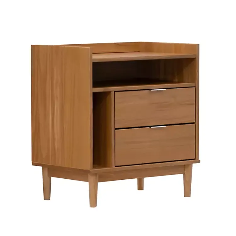 Nightstands-Kirklands Home Caramel Pine 2-Drawer Nightstand Brown