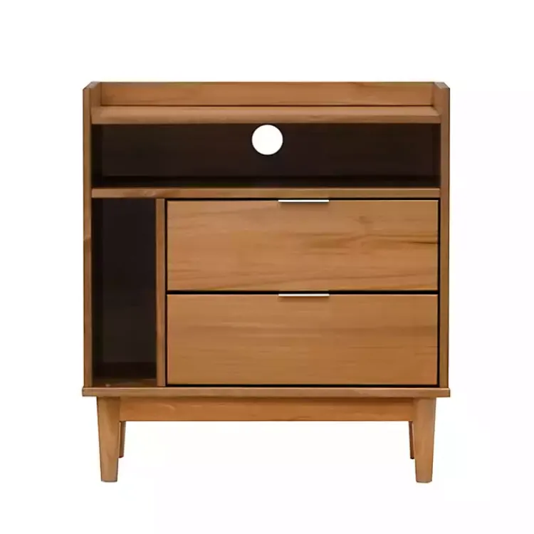 Nightstands-Kirklands Home Caramel Pine 2-Drawer Nightstand Brown