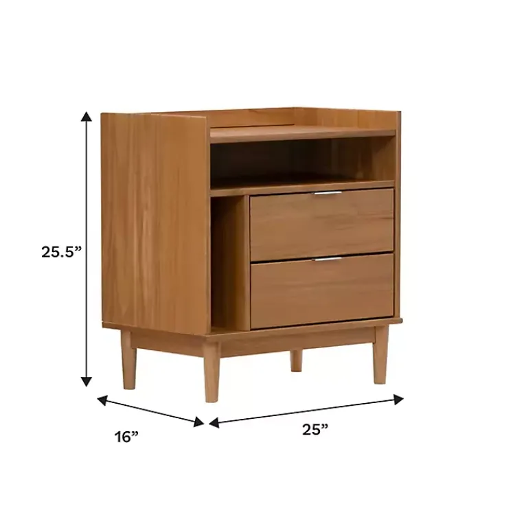 Nightstands-Kirklands Home Caramel Pine 2-Drawer Nightstand Brown