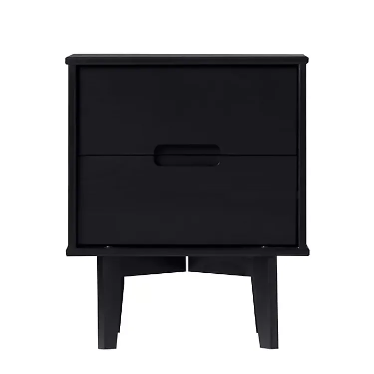 Nightstands-Kirklands Home Midnight Wood 2-Drawer Modern Nightstand Black
