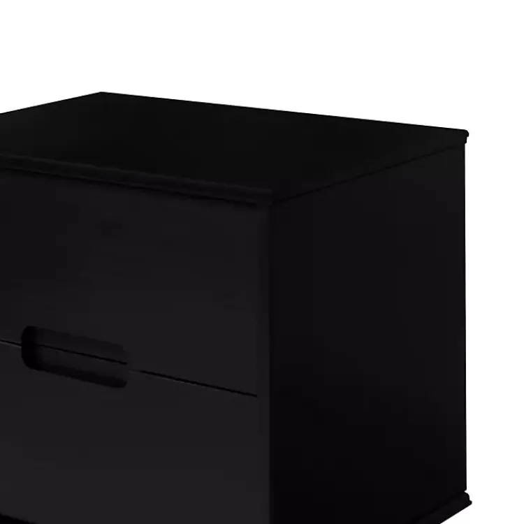 Nightstands-Kirklands Home Midnight Wood 2-Drawer Modern Nightstand Black