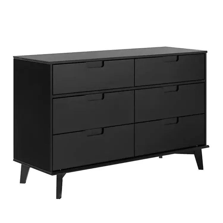 Dressers & Chests-Kirklands Home Grooved Handle 6-Drawer Dresser Black