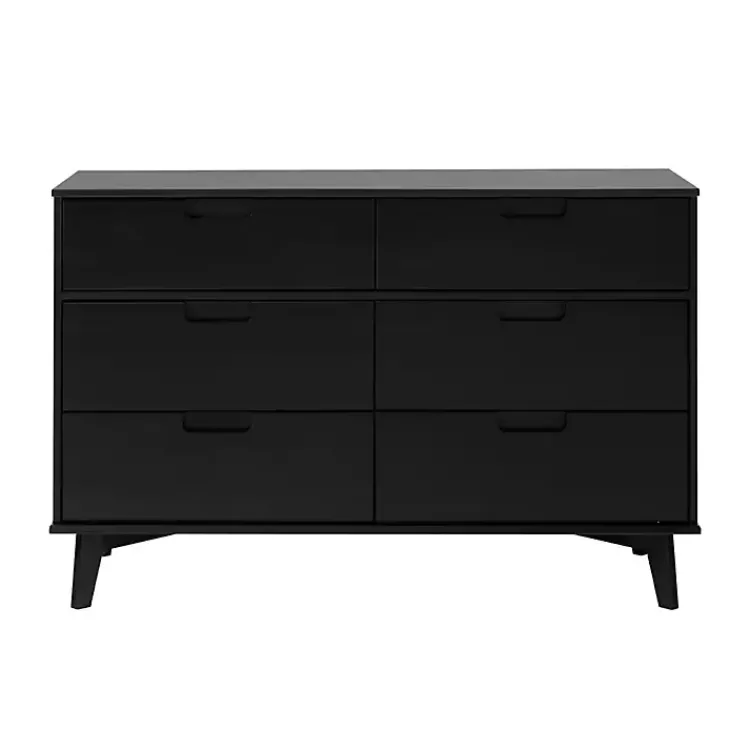 Dressers & Chests-Kirklands Home Grooved Handle 6-Drawer Dresser Black