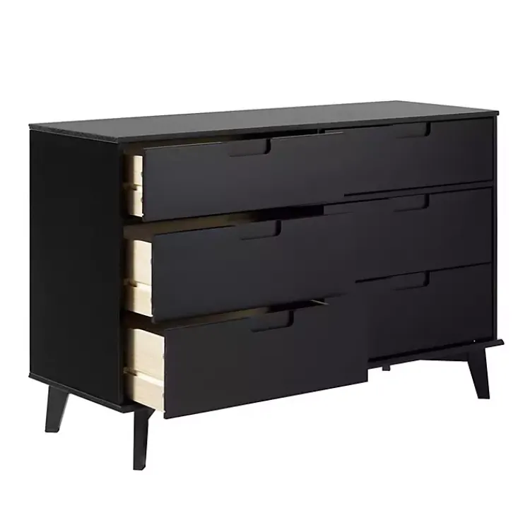 Dressers & Chests-Kirklands Home Grooved Handle 6-Drawer Dresser Black