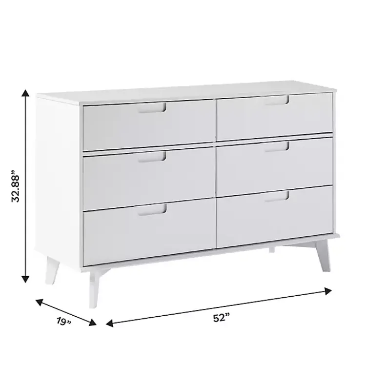 Dressers & Chests-Kirklands Home Grooved Handle 6-Drawer Dresser White