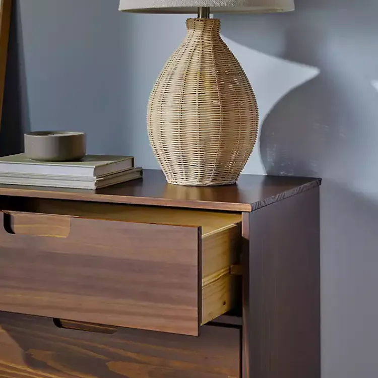 Dressers & Chests-Kirklands Home Walnut Grooved Handle 6-Drawer Dresser Brown