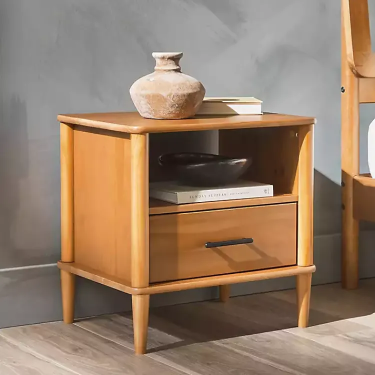 Nightstands-Kirklands Home Caramel Wood Cubby Nightstand Brown