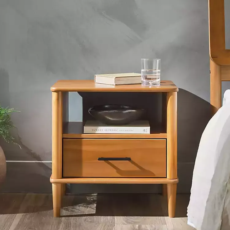 Nightstands-Kirklands Home Caramel Wood Cubby Nightstand Brown