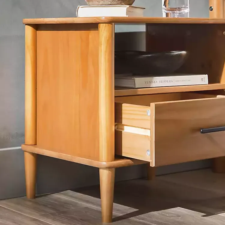 Nightstands-Kirklands Home Caramel Wood Cubby Nightstand Brown