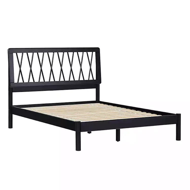 Beds & Headboards-Kirklands Home Wood Spindle Headboard Full Bed Black
