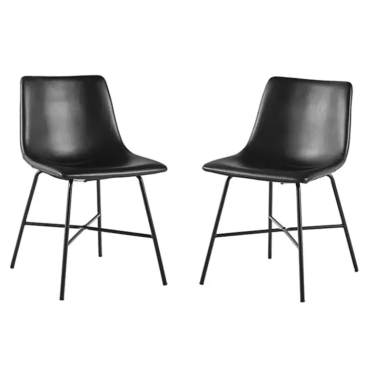 Dining Chairs-Kirklands Home Faux Leather Scoop Dining Chairs, Set of 2 Black