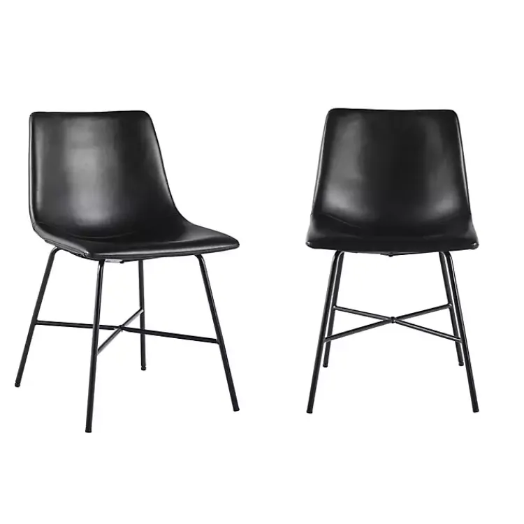 Dining Chairs-Kirklands Home Faux Leather Scoop Dining Chairs, Set of 2 Black