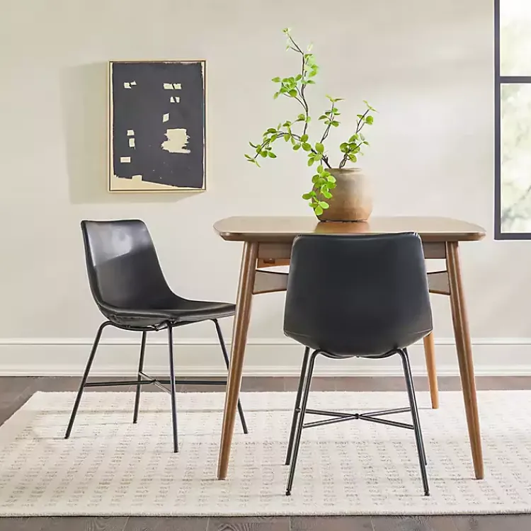 Dining Chairs-Kirklands Home Faux Leather Scoop Dining Chairs, Set of 2 Black