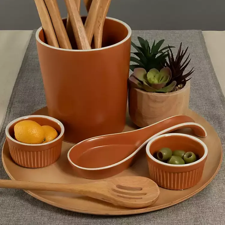 Kitchen Accessories-Kirklands Home Tempo Terracotta 6-pc. Countertop Accessory Set Brown