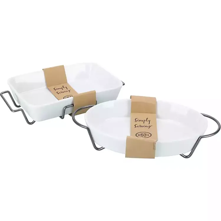 Bakeware & Cookware-Kirklands Home Ceramic 2-pc. Baker Set with Racks White