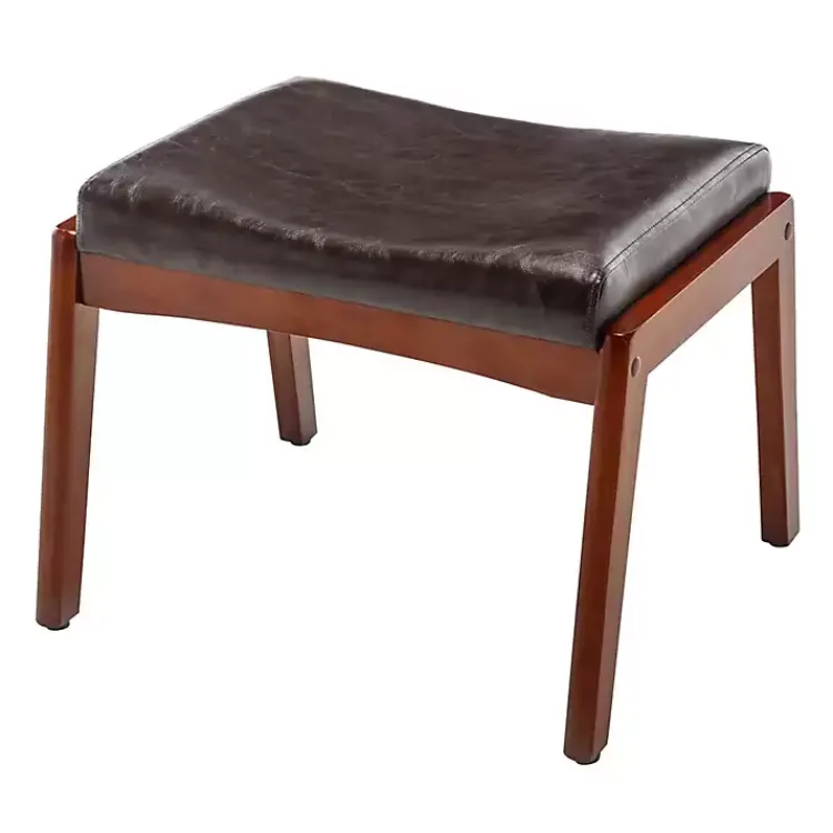 Benches & Ottomans-Kirklands Home Faux Leather Natasha Ottoman Stool Brown