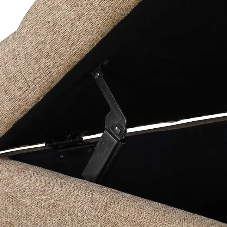 Benches & Ottomans-Kirklands Home Upholstered Carey Storage Ottoman Bench Tan