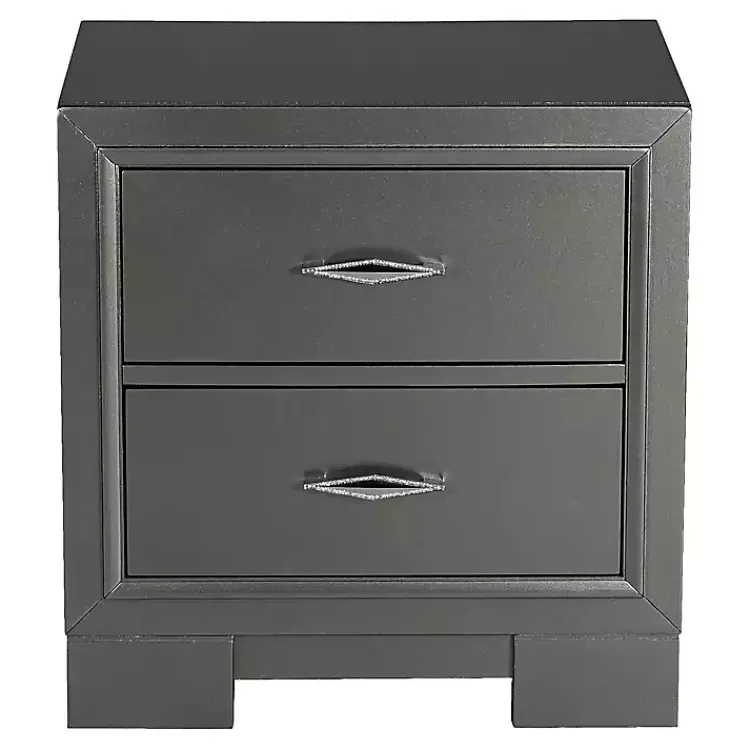 Nightstands-Kirklands Home Metallic Wood Jovan Nightstand Gray