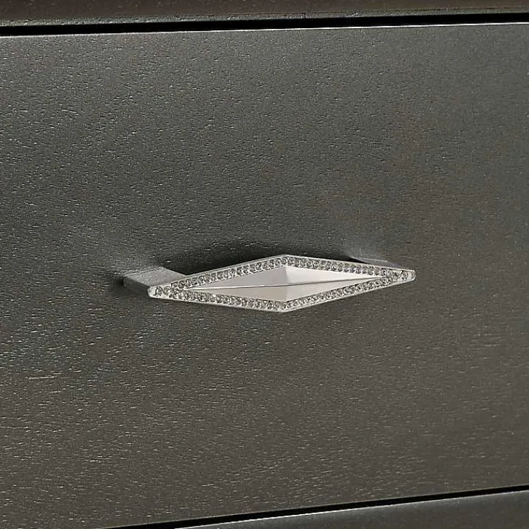 Nightstands-Kirklands Home Metallic Wood Jovan Nightstand Gray