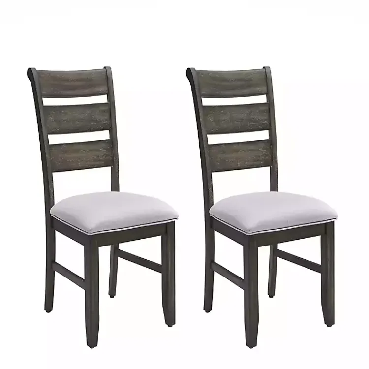 Dining Chairs-Kirklands Home Rustic Brown Slat Back Dining Chairs, Set of 2 Gray