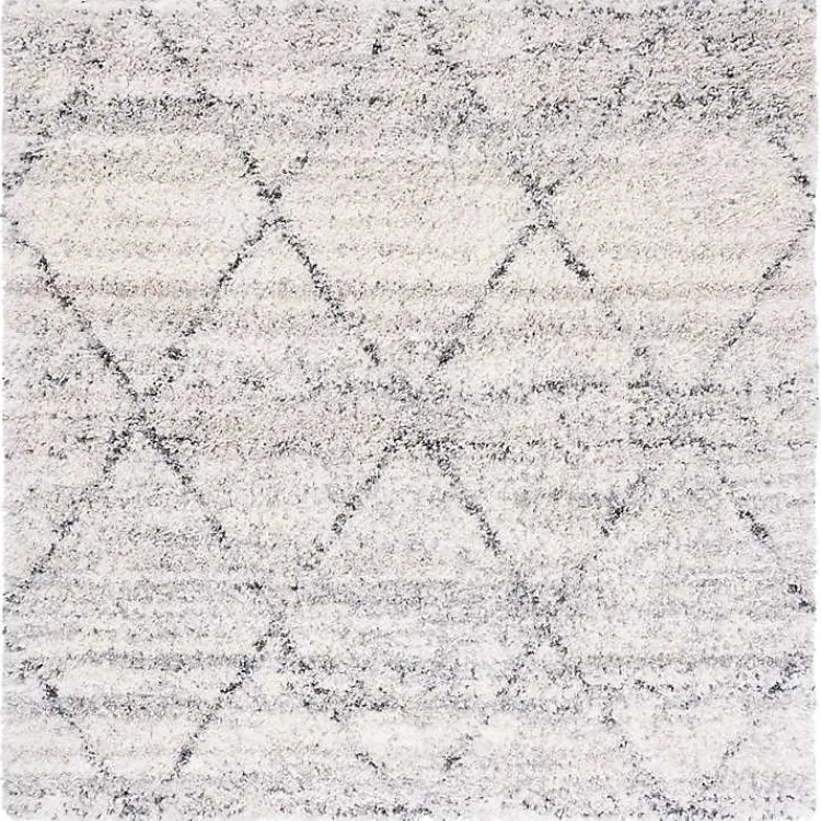 Area Rugs-Kirklands Home Gray and Ivory Fontana Shag Area Rug, 6x6