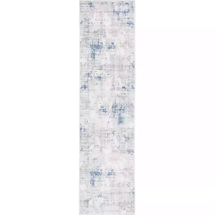 Area Rugs-Kirklands Home Gray and Blue Whisper Abstract Runner, 2x8