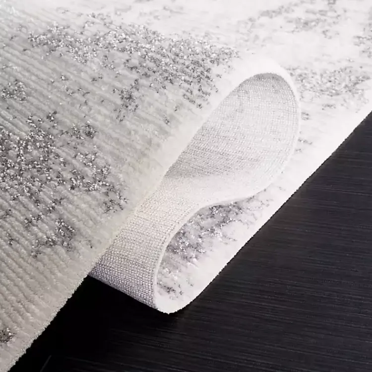 Area Rugs-Kirklands Home Gray and Ivory Whisper Abstract Runner, 2x8