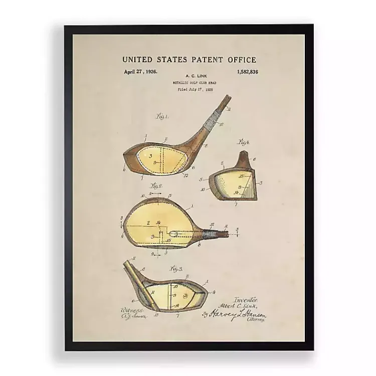 Framed Art-Kirklands Home Gold Golf Club Patent Framed Art Print