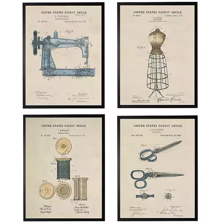 Framed Art-Kirklands Home Sewing Patents Framed Art Print Multi