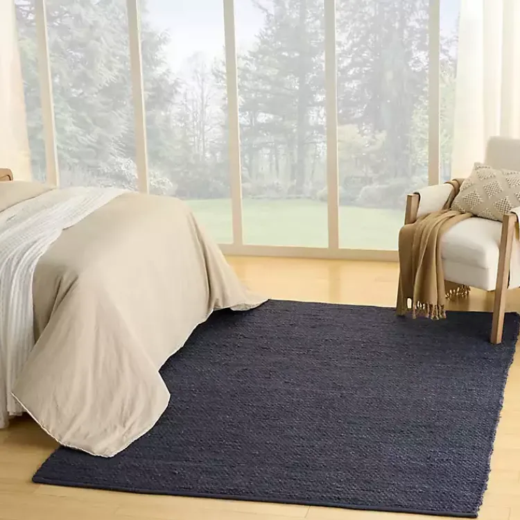 Area Rugs-Kirklands Home Jaxon Navy Natural Jute Area Rug, 5x7 Blue