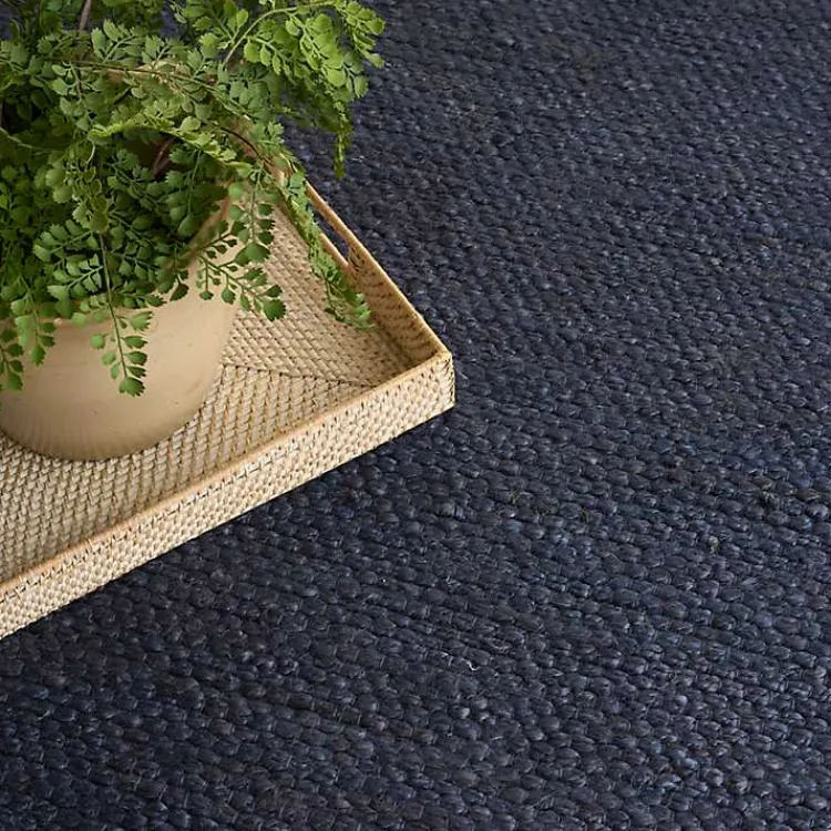 Area Rugs-Kirklands Home Jaxon Navy Natural Jute Area Rug, 5x7 Blue