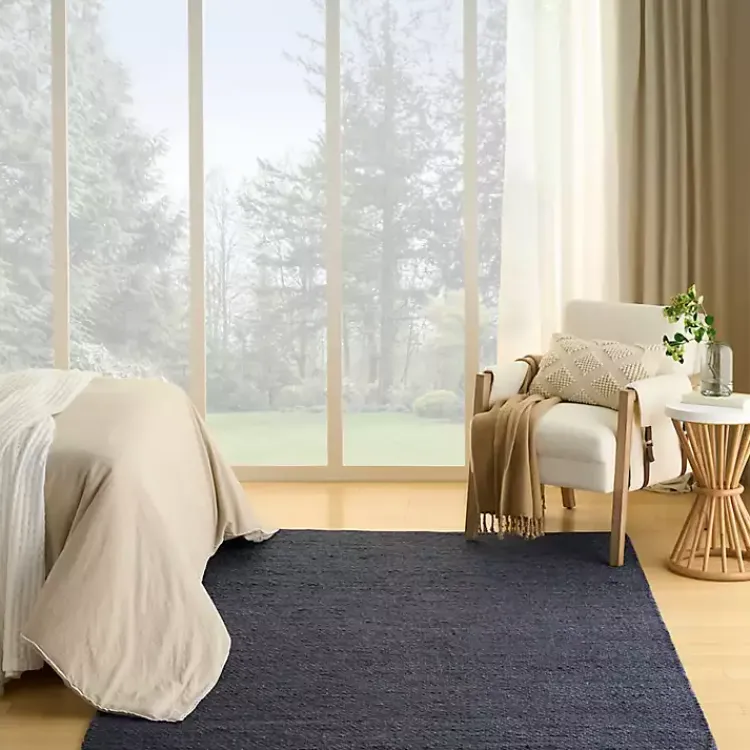 Area Rugs-Kirklands Home Jaxon Navy Natural Jute Area Rug, 5x7 Blue