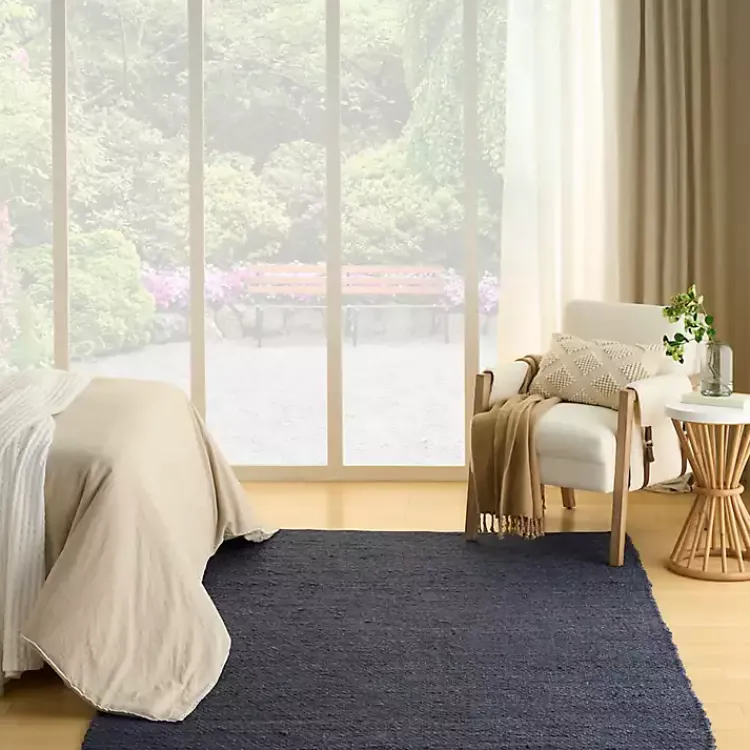 Area Rugs-Kirklands Home Jaxon Navy Natural Jute Area Rug, 8x10 Blue