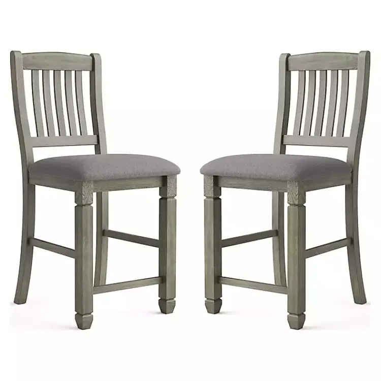 Bar Stools & Counter Height Stools-Kirklands Home Wire-Brushed Noreste Counter Stools, Set of 2 Gray