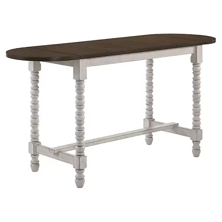 Dining Tables-Kirklands Home Dark Walnut & White Wood Ema Counter Height Table Brown