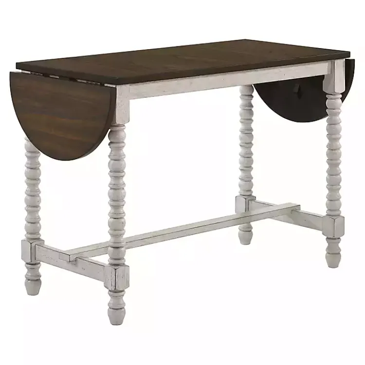 Dining Tables-Kirklands Home Dark Walnut & White Wood Ema Counter Height Table Brown