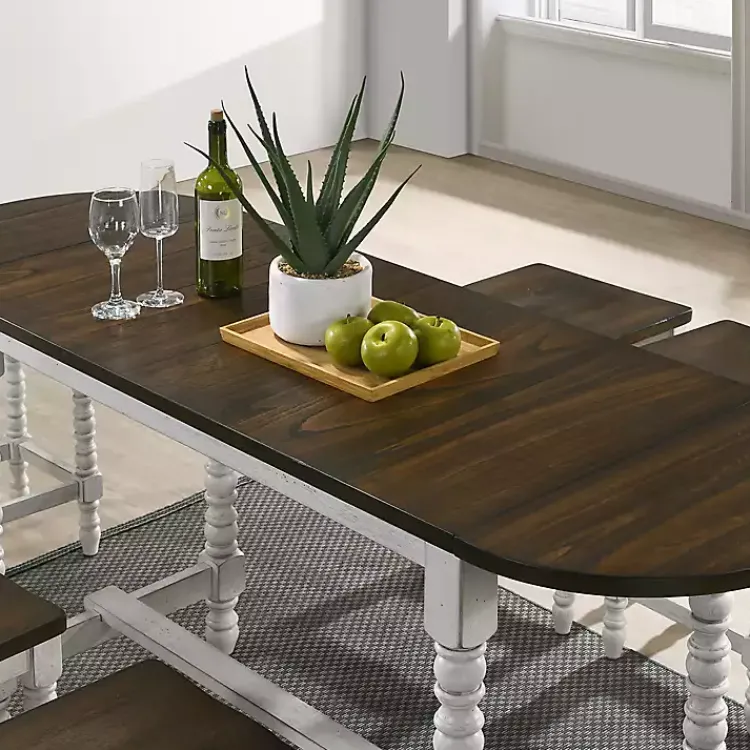 Dining Tables-Kirklands Home Dark Walnut & White Wood Ema Counter Height Table Brown