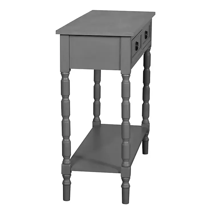 Console Tables-Kirklands Home Dark Wood 2-Drawer Barrett Console Table Gray