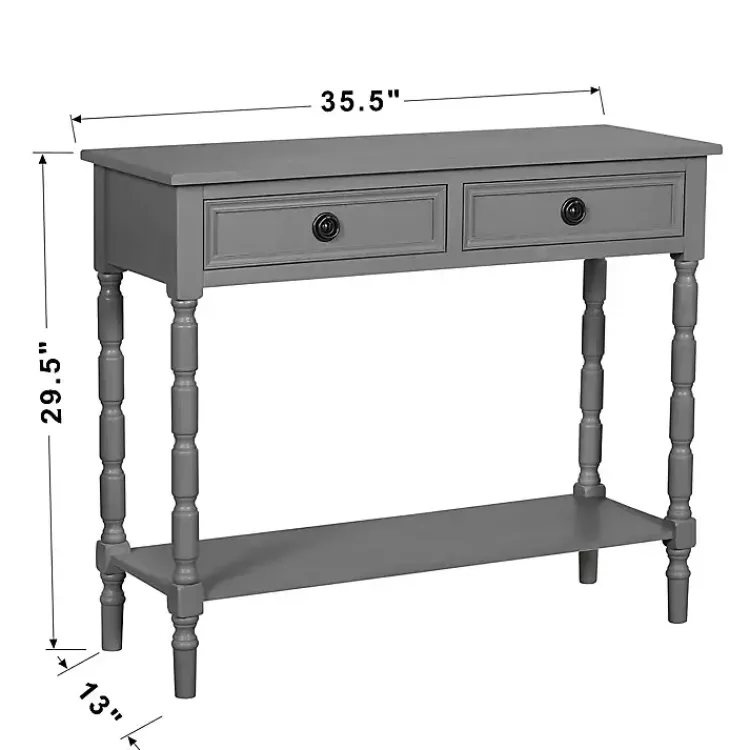 Console Tables-Kirklands Home Dark Wood 2-Drawer Barrett Console Table Gray