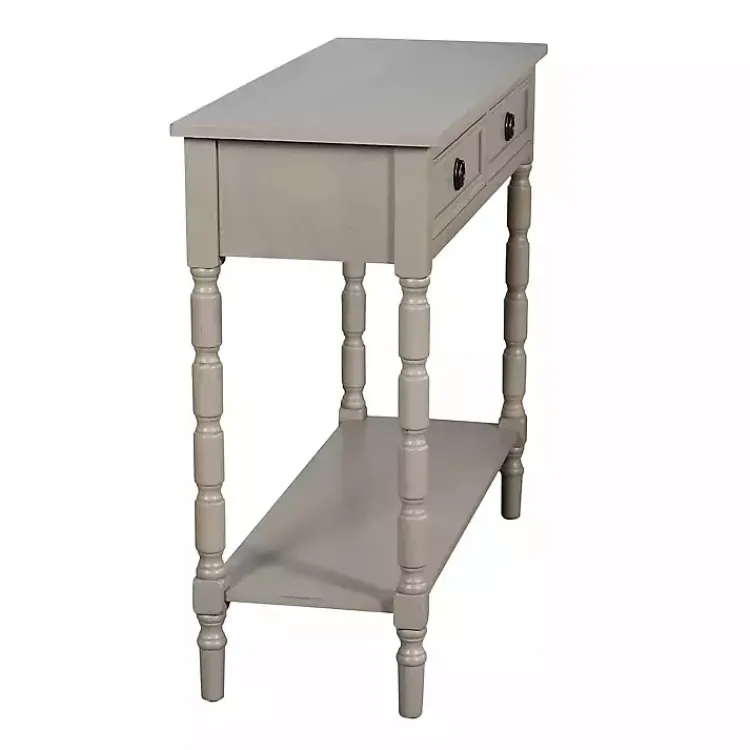 Console Tables-Kirklands Home Light Wood 2-Drawer Barrett Console Table Gray