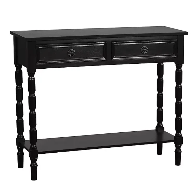 Console Tables-Kirklands Home Wood 2-Drawer Barrett Console Table Black